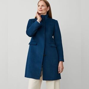 Ann Taylor Classic Soft wool mohair Navy Trench Coat
